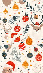 New Year and Christmas 2d cartoon or graphic advertising background, Seamless pattern