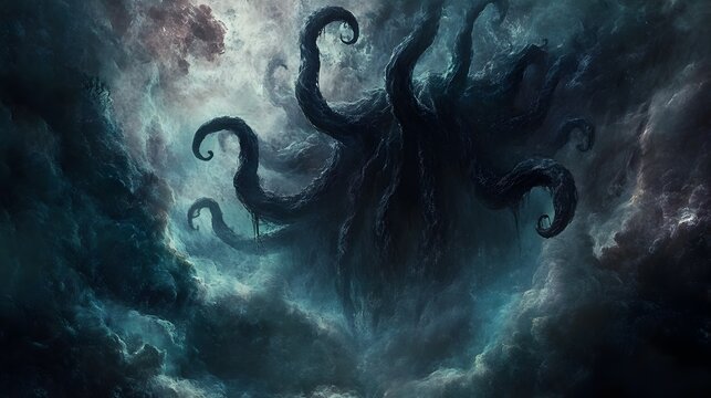 Enigmatic Eldritch Abominations Swirling in Ominous Cosmic Nebula