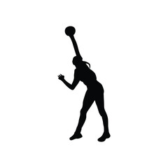 Volleyball player silhouette. Disabled athletes with different actions, and postures. Vector player isolated on white background.