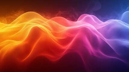 Fototapeta premium Colorful waves of abstract digital art create a mesmerizing display of movement and light in vibrant hues at night