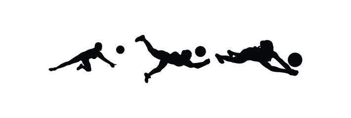 Volleyball player silhouette. Disabled athletes with different actions, and postures. Vector player isolated on white background.