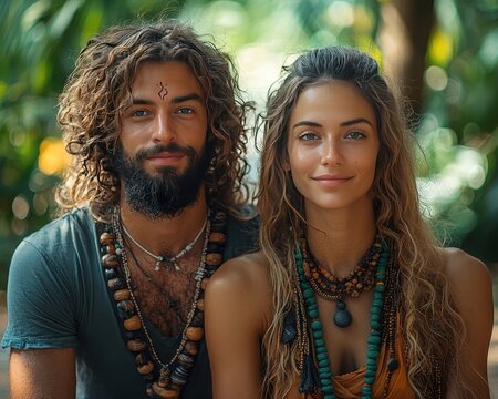 Serene Couple Yoga Practice in a Tranquil Park Setting