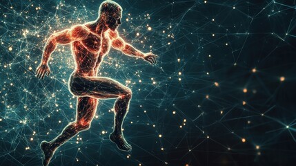 Naklejka premium Body shape workout demonstration showcasing muscular development on blank slate background with copy space