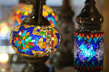 colorful Turkish Moroccan Mosaic Pendant Light