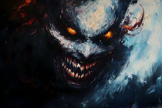 Wicked Chuckle of the Sinister Villain   Menacing Face Contorted with Sadistic Delight