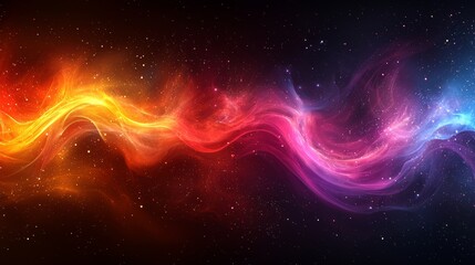 Naklejka premium Colorful cosmic wave pattern in deep space showcasing vibrant hues of orange, pink, and blue swirling together in a beautiful display