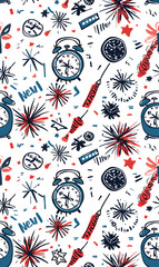 New Year and Christmas 2d cartoon or graphic advertising background, Seamless pattern