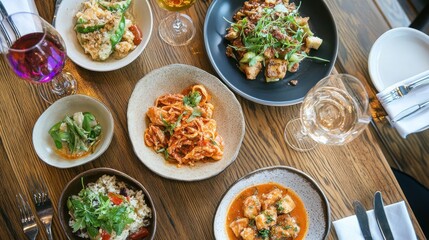 A Tabletop Arrangement of Dishes, Drinks, and Cutlery