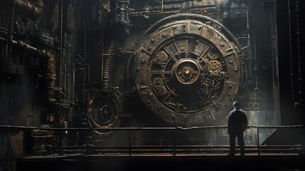 Fototapeta premium Ominous and Intricate Machinery of the Dystopian Industrial Complex