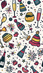 New Year and Christmas 2d cartoon or graphic advertising background, Seamless pattern
