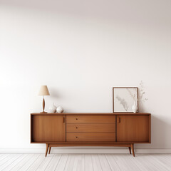 Mid Century Modern Sideboard with Lamp and Decor