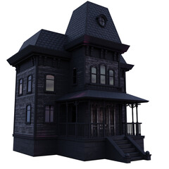 3D rendered illustration of an old spooky mansion isolated on a transparent background 