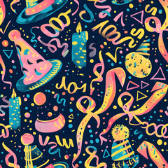 New Year and Christmas 2d cartoon or graphic advertising background, Seamless pattern