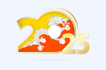 Year 2025 with Bhutan Flag pattern.