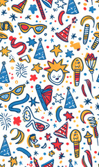 Obraz premium New Year and Christmas 2d cartoon or graphic advertising background, Seamless pattern