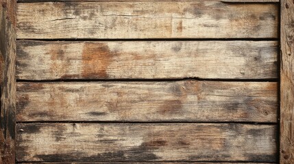 Fototapeta premium Weathered wooden crate background with visible scratches and marks, giving a vintage industrial look