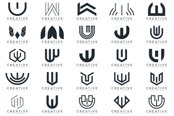 Mega logo collection, Abstract letter W logo design. icons for business	
