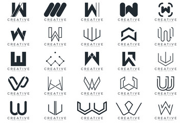 Fototapeta premium Mega logo collection, Abstract letter W logo design. icons for business 