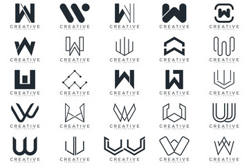 Mega logo collection, Abstract letter W logo design. icons for business	
