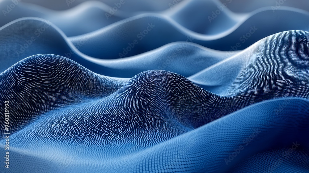 Poster abstract blue waves display intricate patterns resembling a digital landscape created by a fluid mat