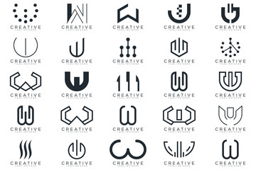 Mega logo collection, Abstract letter W logo design. icons for business	
