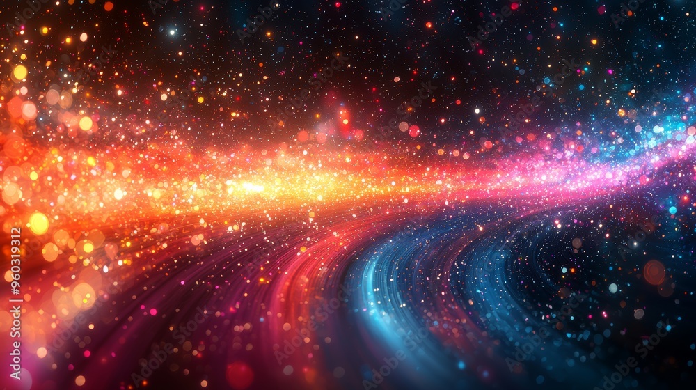 Poster colorful abstract light trails create a vibrant display of swirling patterns in a dark background wi