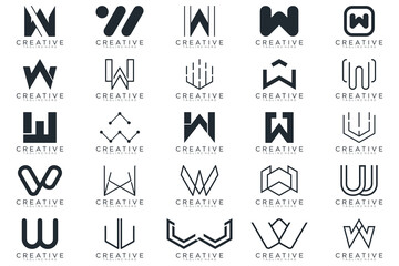 Mega logo collection, Abstract letter W logo design. icons for business	
