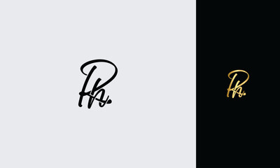 Initial letter RH luxury golden color,overlapping Shape Signature Monogram elegant monogram logo