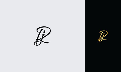 Initial letter RJ luxury golden color,overlapping Shape Signature Monogram elegant monogram logo