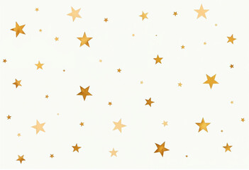 Illustration of watercolor gold stars on white background, star pattern