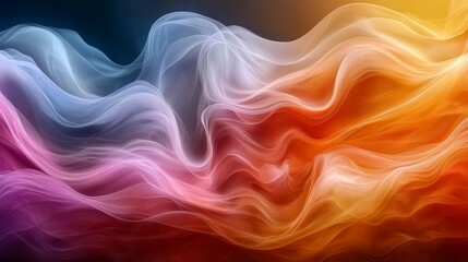 Colorful wisps of smoke dance elegantly against a dark background, showcasing vibrant hues of orange, pink, and violet in a mesmerizing display