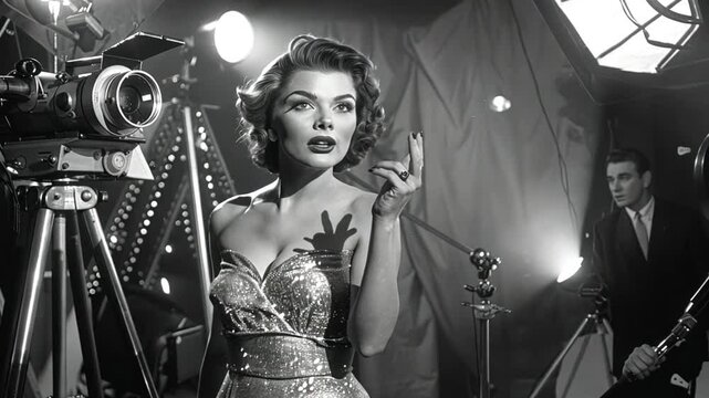 Behind the Scenes of a 1950s Glamour Shoot with a Scarlett Actress