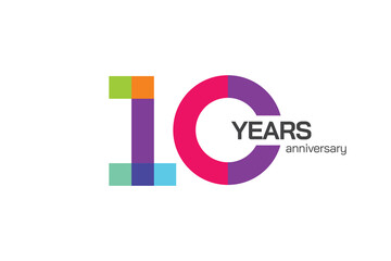 10th Colorful Anniversary Logo Template