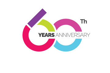60th Years Colorful Anniversary Logo Template