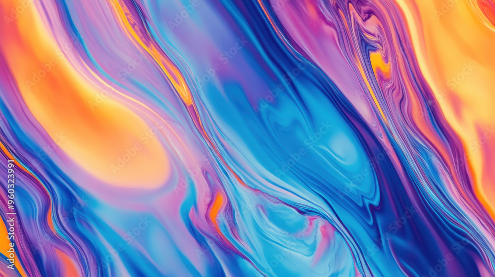 Wall mural vibrant abstract waves of color blending in a fluid, dynamic composition.