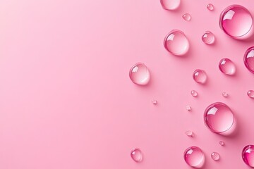 Water droplets on pink background. Perfect for beauty, skincare, or product promotions.