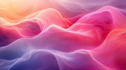 Fototapeta premium Colorful abstract waves of pink and purple hues create a dreamy landscape that evokes calmness in a serene environment