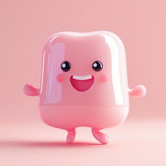 Fototapeta premium A cartoonish pink toothbrush with a smile on its face