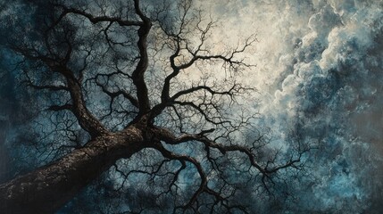 Bare Tree Against Cloudy Sky