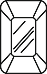 Simple vector icon of a rectangular mirror with rounded corners reflecting light, perfect for interior design and home decor projects