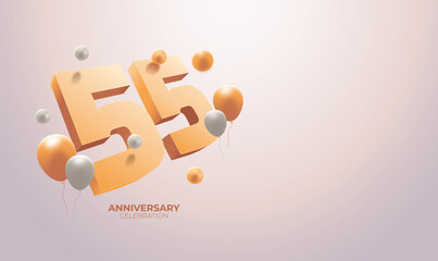 Stylish 55th Birthday Anniversary Vector Banner with Customizable Copy Space – Perfect for Celebrating Milestone Moments
