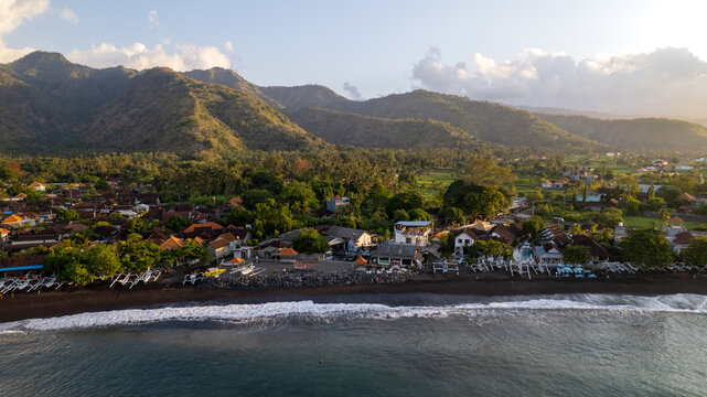 Amed beach in east Bali, popular diving and snorkeling tourist destination in Indonesia.