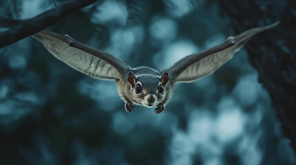 Fototapeta premium Flying Squirrel in Motion: A Glimpse of Nature's Grace
