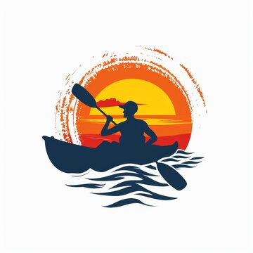 kayaking logo design with vector concept on white background