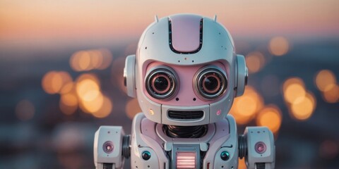 Fototapeta premium Adorable pastel robot ready to explore new worlds.