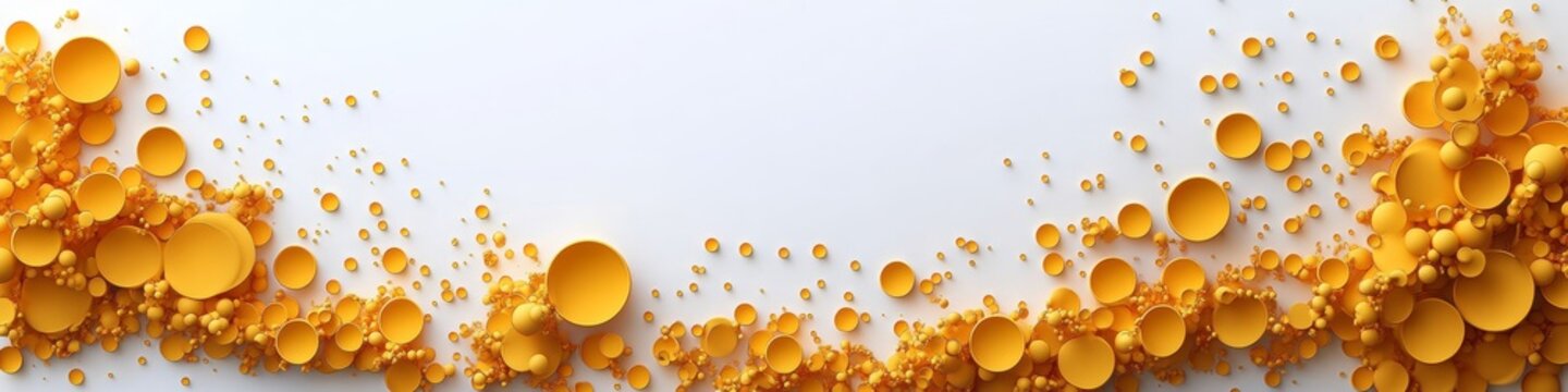 Yellow Circles Abstract Background, LinkedIn cover, copy space, AI Generated