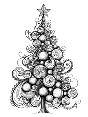 New Year and Christmas card, graphic advertising backgrounds in a doodle 2D illustrator style