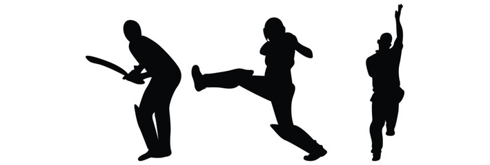 Cricket player vector game silhouette