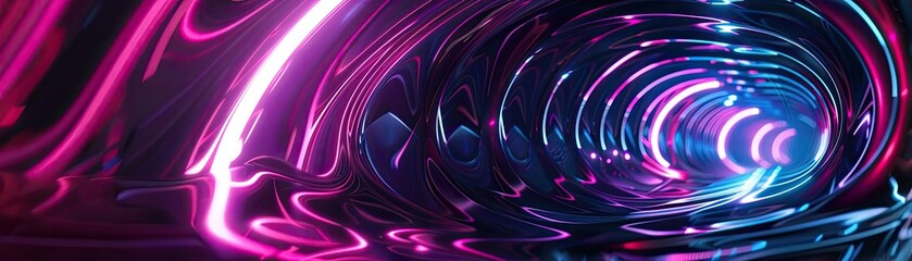 Fototapeta premium A mesmerizing tunnel of vibrant neon lights, showcasing swirling colors and a futuristic atmosphere, perfect for creative projects.