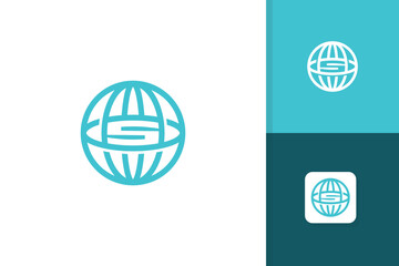 globe logo with initial letter s icon vector template
